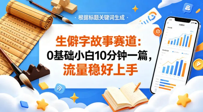 公众号流量主——生僻字故事赛道，流量稳，好上手，0基础小白也能10分钟一篇-豌豆轻创