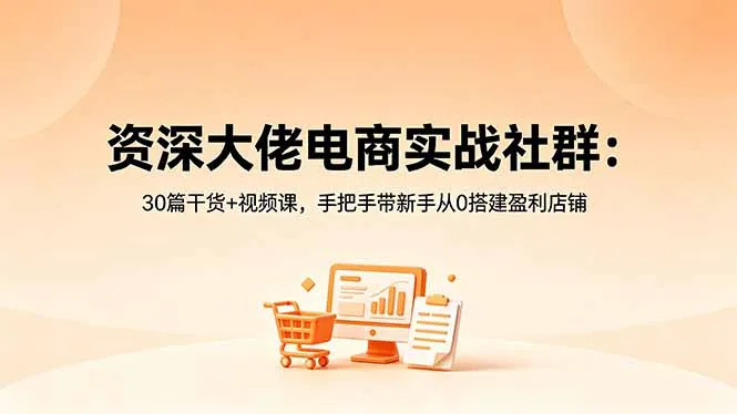 资深大佬电商实战社群：30篇干货+视频课，手把手带新手从0搭建盈利店铺-豌豆轻创
