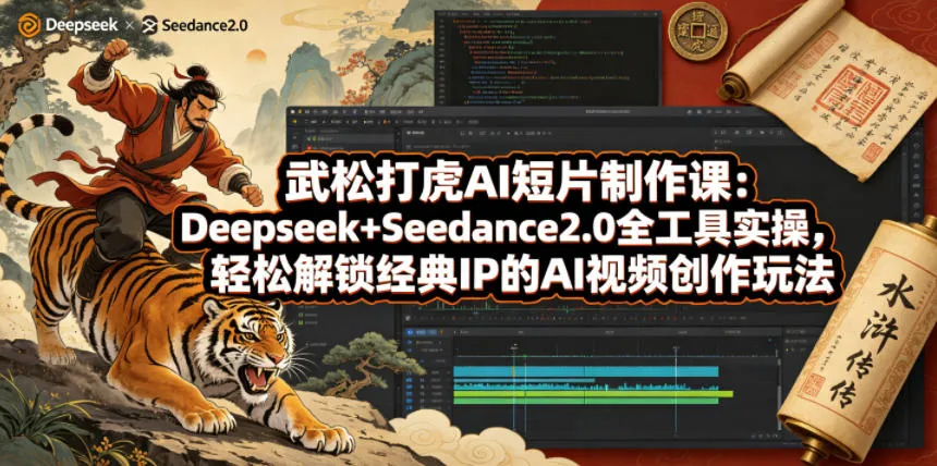 武松打虎AI短片制作课：Deepseek+Seedance2.0全工具实操，轻松解锁经典IP的AI视频创作玩法-豌豆轻创