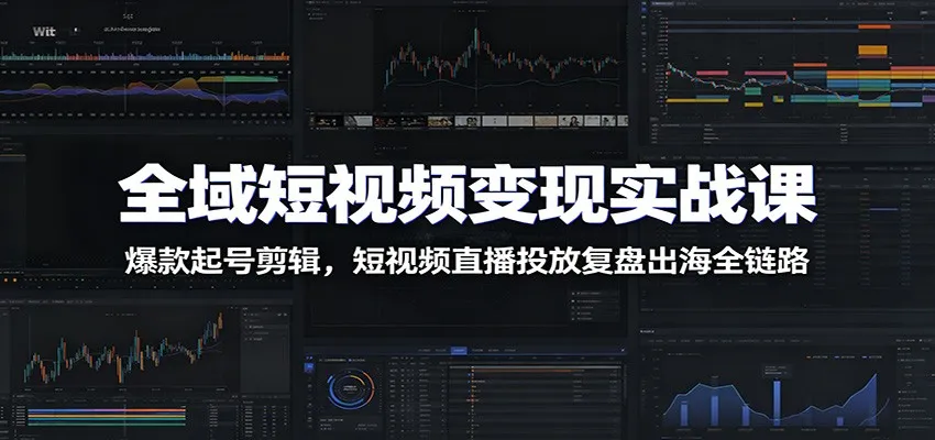 全域短视频变现实战课：爆款起号剪辑，短视频直播投放复盘出海全链路-豌豆轻创