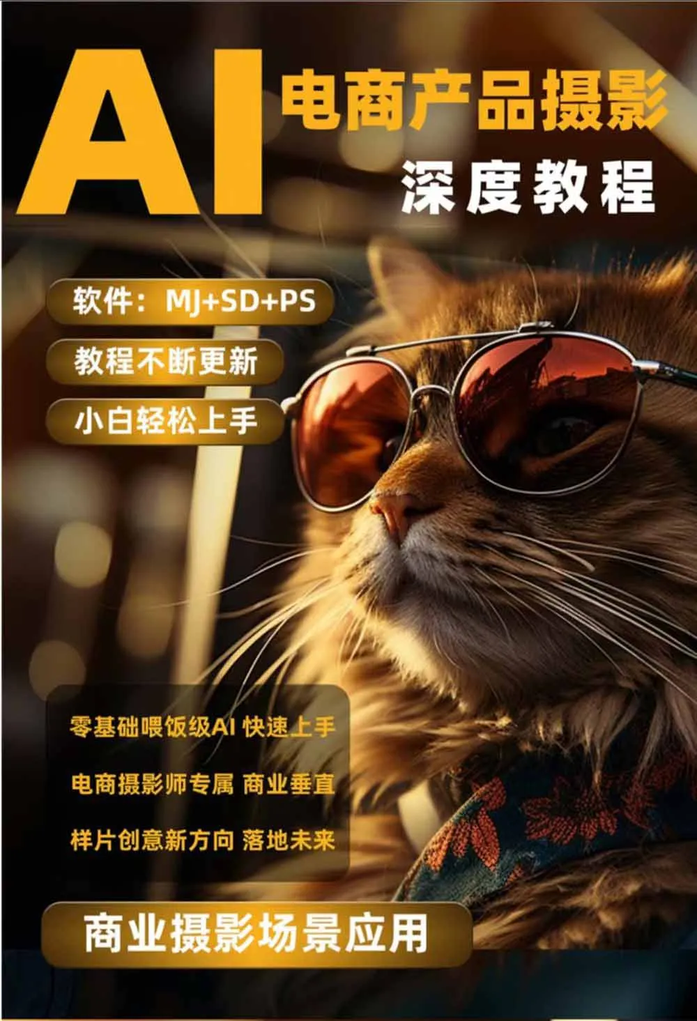 AI电商人像摄影实战课·SD多端部署｜MJ完整教学｜家电护肤家具商品图人像写真全案例-豌豆轻创