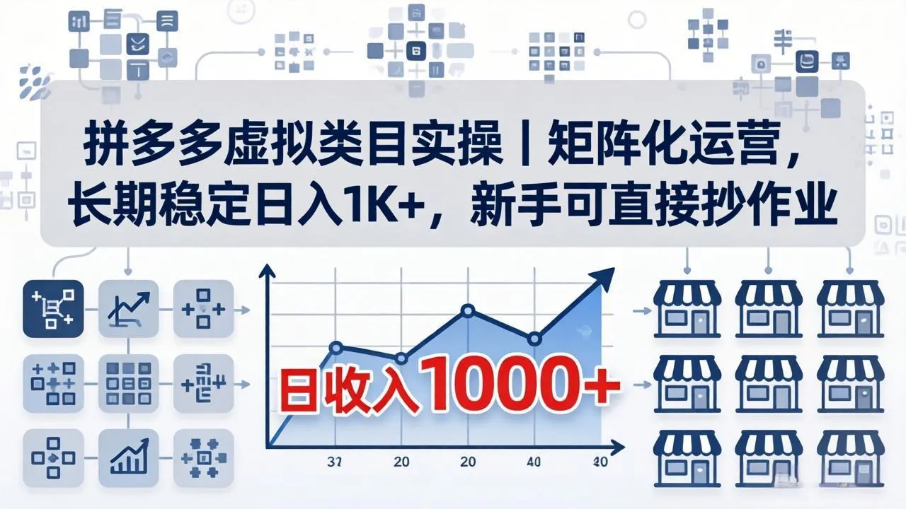 拼多多虚拟类目实操｜矩阵化运营，长期稳定日入 1K+，新手可直接抄作业-豌豆轻创