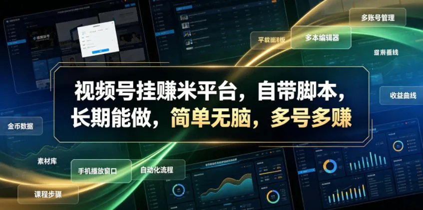 视频号挂賺米平台，自带脚本，长期能做，简单无脑，多号多賺【揭秘】-豌豆轻创