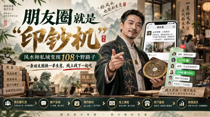 朋友圈就是“印钞机”，风水师私域变现108个野路子，一条朋友圈换一单生意，线上线下一起吃【文档】-豌豆轻创