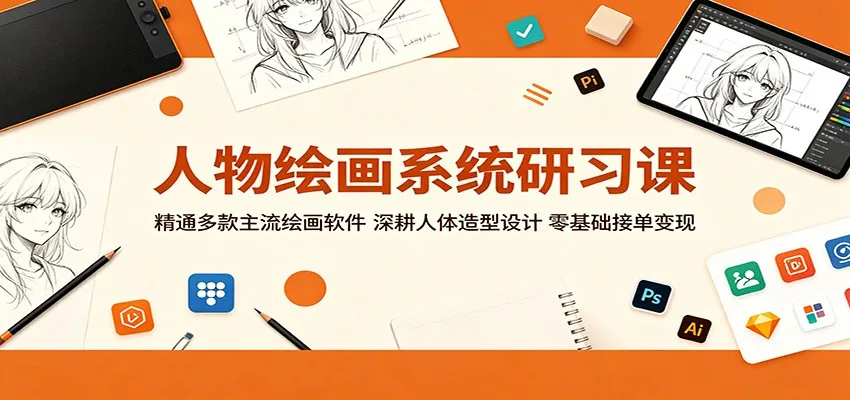 人物绘画系统研习课：精通多款主流绘画软件，深耕人体造型设计，零基础接单变现-豌豆轻创