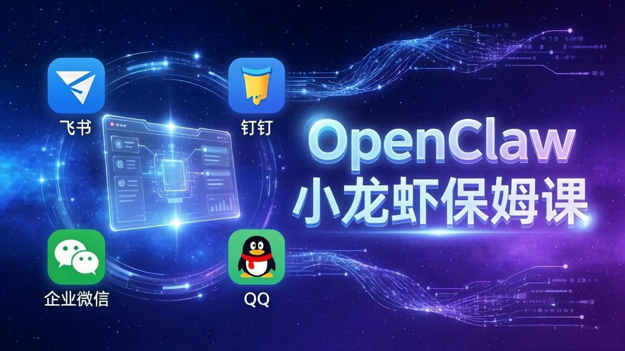 OpenClaw小龙虾保姆课： Windows/macOS/Linux/Docker全系统安装，飞书+钉钉+企业微信+QQ 全接入-豌豆轻创