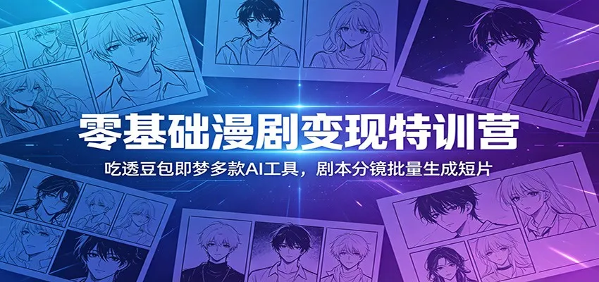 零基础漫剧变现特训营：玩转豆包即梦多款AI工具，剧本分镜批量生成短片-豌豆轻创