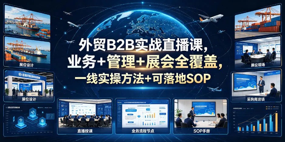 外贸B2B实战直播课,业务+管理+展会全覆盖,一线实操方法+可落地SOP-豌豆轻创