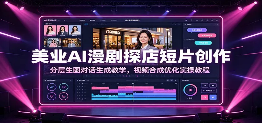 美业AI漫剧探店短片创作：分层生图对话生成教学，视频合成优化实操教程-豌豆轻创