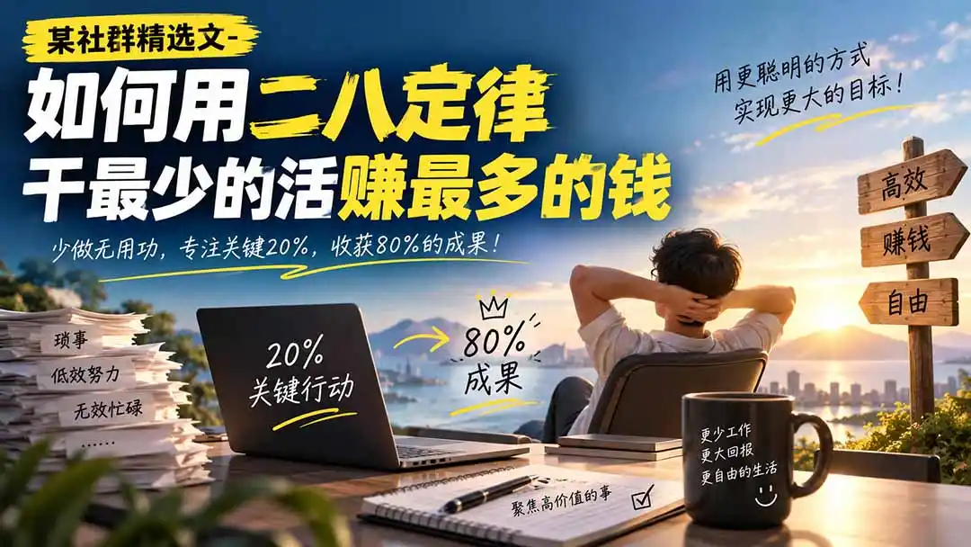某社群精选文-如何用二八定律干最少的活赚最多的钱-豌豆轻创
