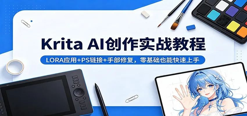 Krita AI创作实战教程：LORA应用+PS链接+手部修复，零基础也能快速上手-豌豆轻创