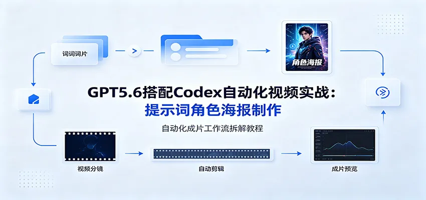 GPT5.6搭配Codex自动化视频实战:提示词角色海报制作,自动化成片工作流拆解教程-豌豆轻创