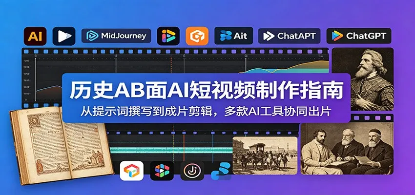 历史AB面AI短视频制作指南：从提示词撰写到成片剪辑，多款AI工具协同出片-豌豆轻创