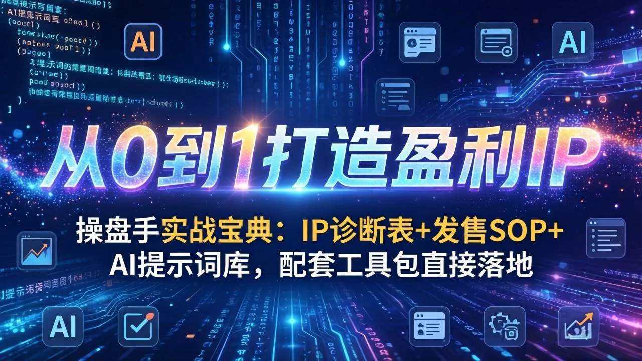 操盘手实战宝典：IP诊断表+发售SOP+AI提示词库，配套工具包直接落地，从0到1打造盈利IP-豌豆轻创
