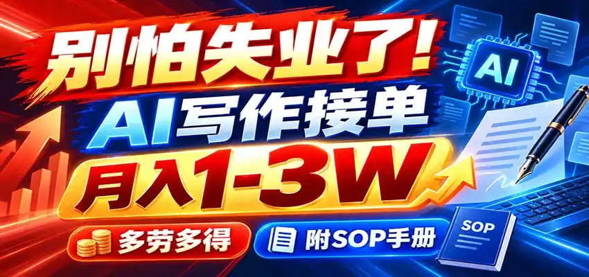 别怕失业了！AI写作接单月入1-3W，多劳多得，附SOP手册-豌豆轻创