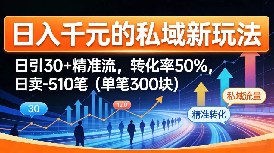 日入千米的私域新玩法：日引30＋精准流，转化率50%，日卖5-10笔(单笔300米)-豌豆轻创