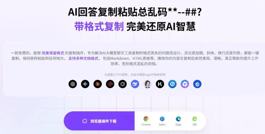 你的AI回答内容复制格式总乱码？完美一键保留原格式复制，办公宝藏浏览器插件Copy With Format-豌豆轻创