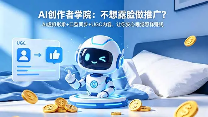 AI创作者学院：不想露脸做推广？AI虚拟形象+口型同步+UGC内容，让你安心睡觉照样赚钱-豌豆轻创