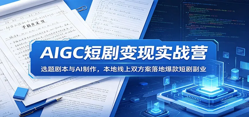 AIGC短剧变现实战营：选题剧本与AI制作，本地线上双方案落地爆款短剧副业-豌豆轻创
