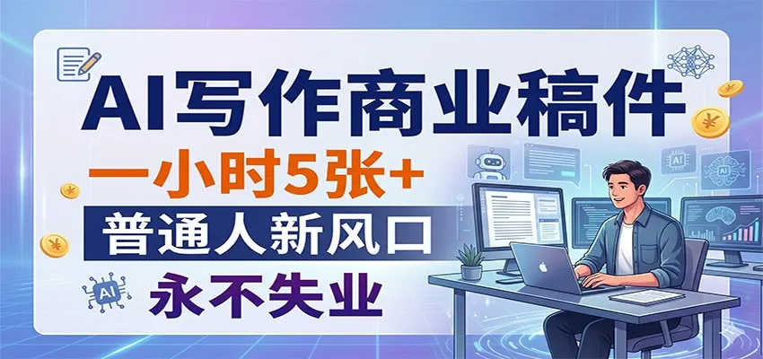 AI写作商业稿件，一小时5张+，普通人新风口，永不失业-豌豆轻创