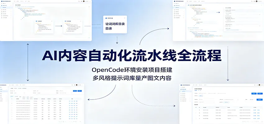AI内容自动化流水线全流程：OpenCode环境安装项目搭建，多风格提示词库量产图文内容-豌豆轻创