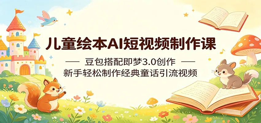 儿童绘本AI短视频制作课：豆包搭配即梦3.0创作，新手轻松制作经典童话引流视频-豌豆轻创
