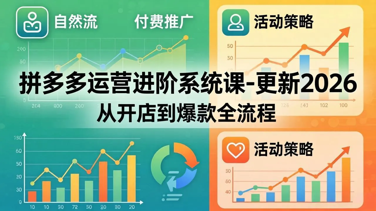 拼多多运营进阶系统课-更新2026：从开店到爆款全流程，自然流+付费推广+活动策略-豌豆轻创
