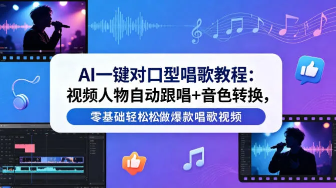 AI一键对口型唱歌教程：视频人物自动跟唱+音色转换，零基础轻松做爆款唱歌视频-豌豆轻创