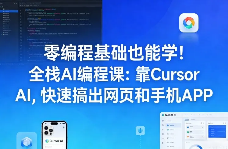 零编程基础也能学！全栈AI编程课：靠Cursor AI，快速搞出网页和手机APP-轻创