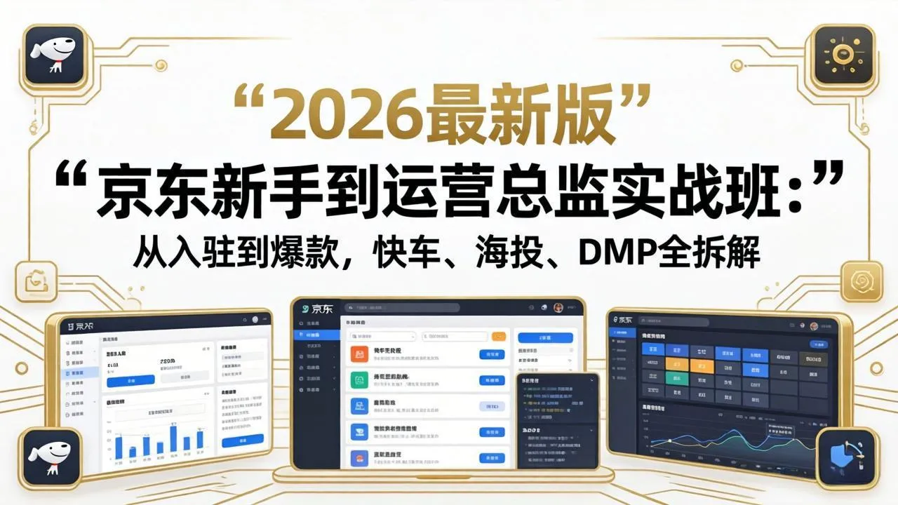 京东新手到运营总监实战班：从入驻到爆款，快车、海投、DMP全拆解，2026最新版-豌豆轻创