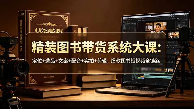 精装图书带货系统大课：定位+选品+文案+配音+实拍+剪辑，爆款图书短视频全链路-豌豆轻创