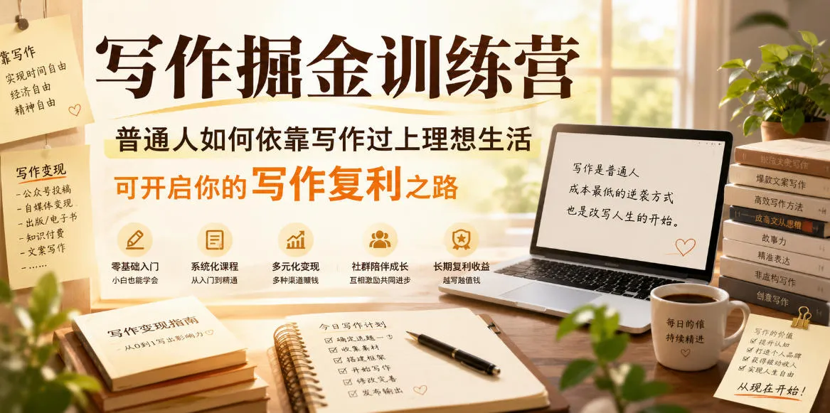 写作掘金训练营,普通人如何依靠写作过上理想生活,可开启你的写作复利之路(更新6月)-豌豆轻创