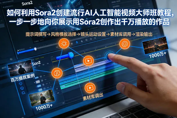 如何利用Sora2创建流行AI人工智能视频大师班，一步一步地向你展示用Sora2创作出千万播放的作品-轻创