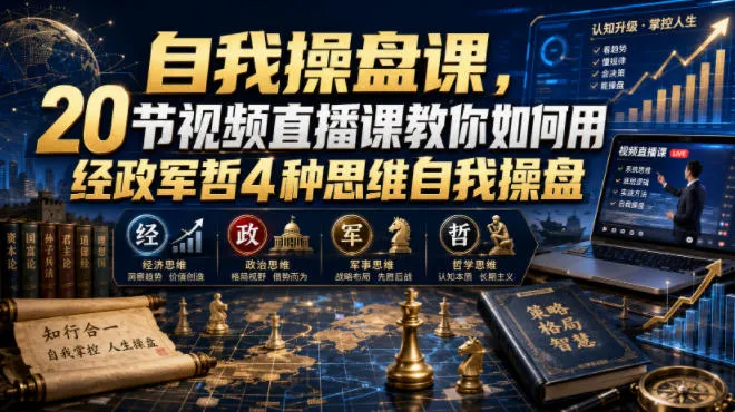 自我操盘课，20节视频直播课教你如何用经政军哲4种思维自我操盘-豌豆轻创