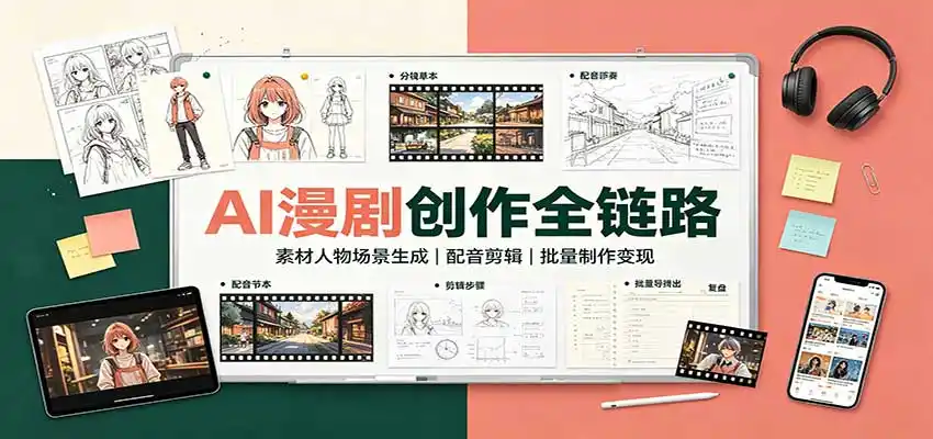 AI漫剧创作全链路：素材人物场景生成，配音剪辑，批量制作变现-豌豆轻创