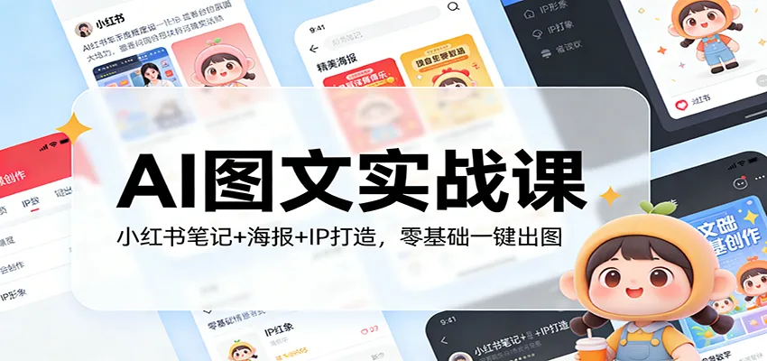 AI图文实战课：小红书笔记+海报+IP打造，零基础一键出图-轻创