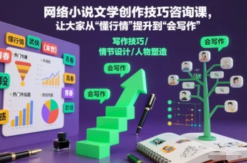 网络小说文学创作技巧咨询课，让大家从“懂行情”提升到”会写作”的高度-轻创