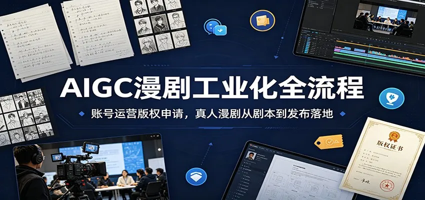 AIGC漫剧工业化全流程：账号运营版权申请，真人漫剧从剧本到发布落地-豌豆轻创