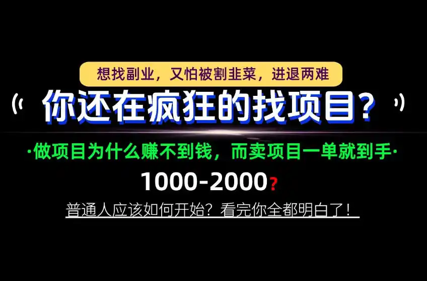 你还在疯狂的找项目?别傻了!卖项目才是真正的一本万利!怎么做,看完你全都明白!【揭秘】-豌豆轻创