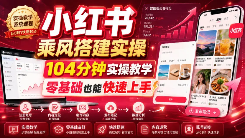 小红书乘风搭建实操，104分钟实操教学，零基础也能快速上手-豌豆轻创