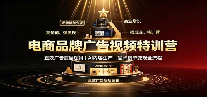 电商品牌广告视频特训：直效广告底层逻辑，AI内容生产，品牌接单变现全流程-豌豆轻创