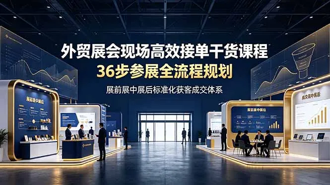 外贸展会现场高效接单干货课程，36步参展全流程规划，展前展中展后标准化获客成交体系-豌豆轻创