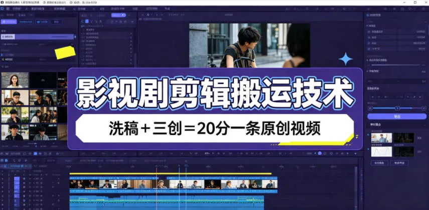 影视剧剪辑搬运技术，洗稿+三创=20分一条原创视频-豌豆轻创