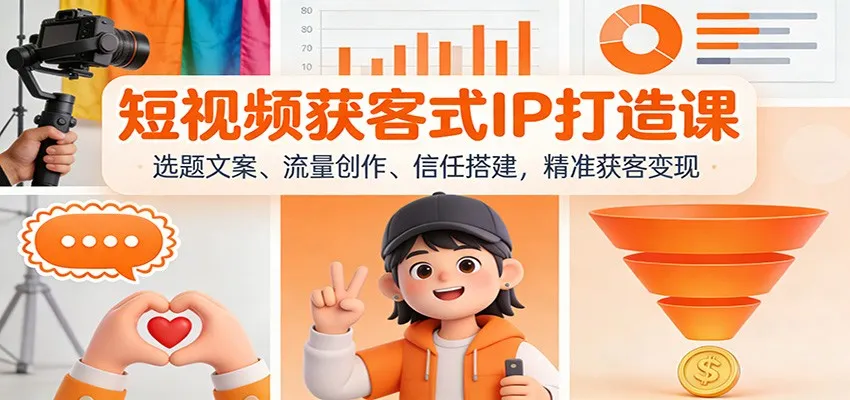 短视频获客式IP打造课:选题文案、流量创作、信任搭建,精准获客变现-轻创