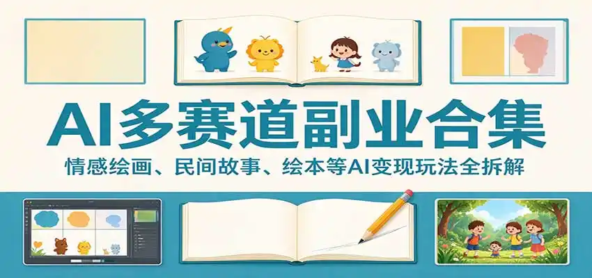AI多赛道副业合集:情感绘画、民间故事、绘本等AI变现玩法全拆解-豌豆轻创