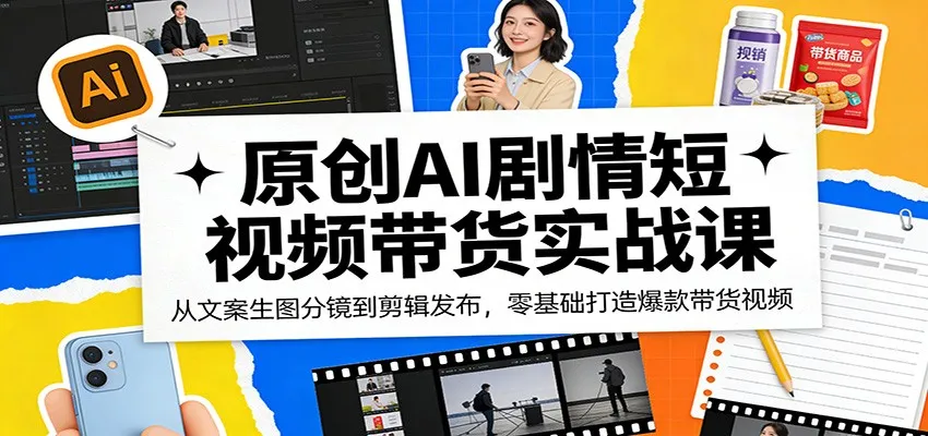 原创AI剧情短视频带货实战课：从文案生图分镜到剪辑发布，零基础打造爆款带货视频-豌豆轻创