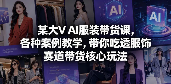 某大V AI服装带货课，各种案例教学，带你吃透服饰赛道带货核心玩法-豌豆轻创