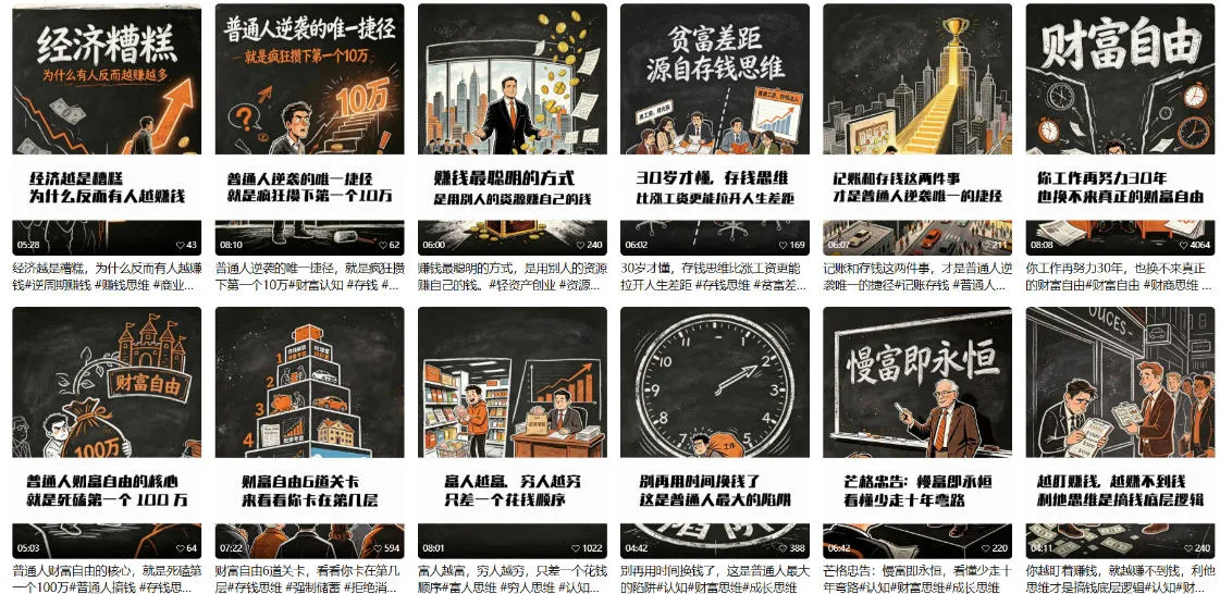 【AI书单】财富书籍图文解读玩法，一键直出，几十条视频，跑出1000单，全流程拆解，新手也可以上手-豌豆轻创