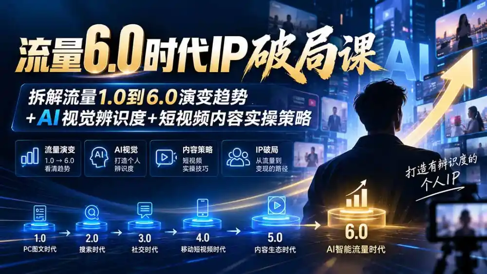 流量6.0时代IP破局课-更新：拆解流量1.0到6.0演变趋势+AI视觉辨识度+短视频内容实操策略-豌豆轻创