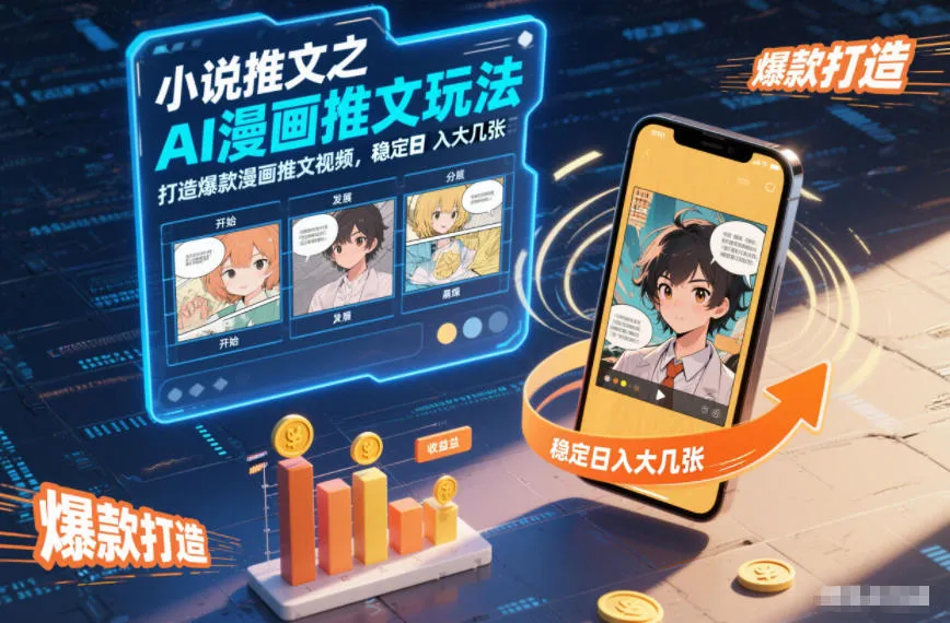 小说推文之AI漫画推文玩法，打造爆款漫画推文视频，稳定日入大几张-轻创